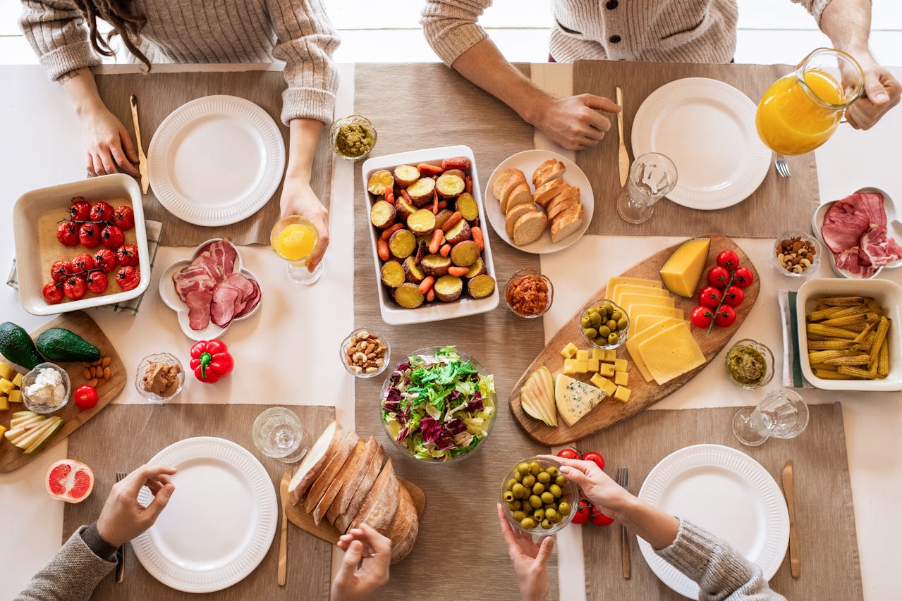 Breakfast table seen from above