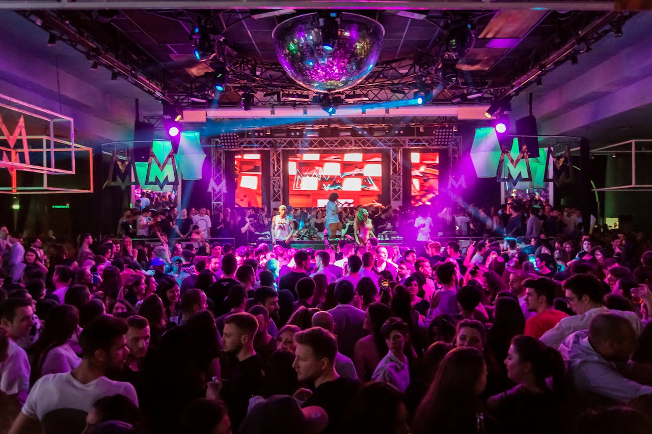 Night party with colored lights